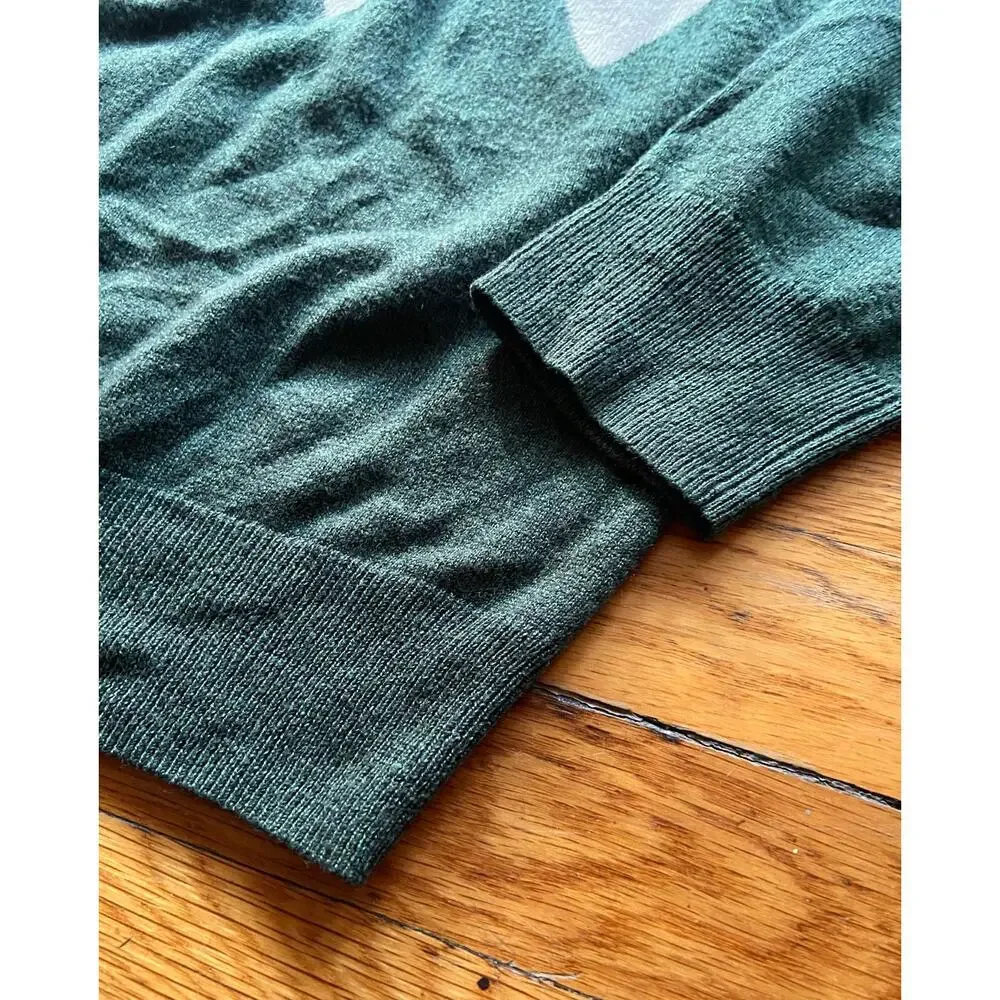 DOCKERS Green/Gray Argyle 1/4 Zip Sweater Mens sz XL